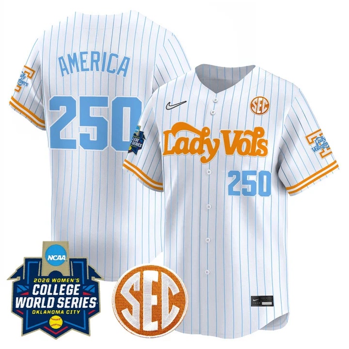 Men's Size - Tennessee Volunteers Softball 2026 World Series (WCWS) Vapor Premier Limited Jersey PINSTRIPE#250 AMERICA
