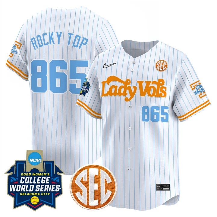Men's Size - Tennessee Volunteers Softball 2026 World Series (WCWS) Vapor Premier Limited Jersey PINSTRIPE#865 ROCKY TOP