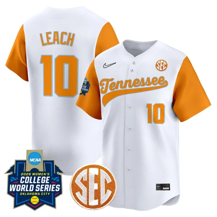 Men's Size - Tennessee Volunteers Softball 2026 World Series (WCWS) Vapor Premier Limited Jersey WHITE#10 ALANNAH LEACH