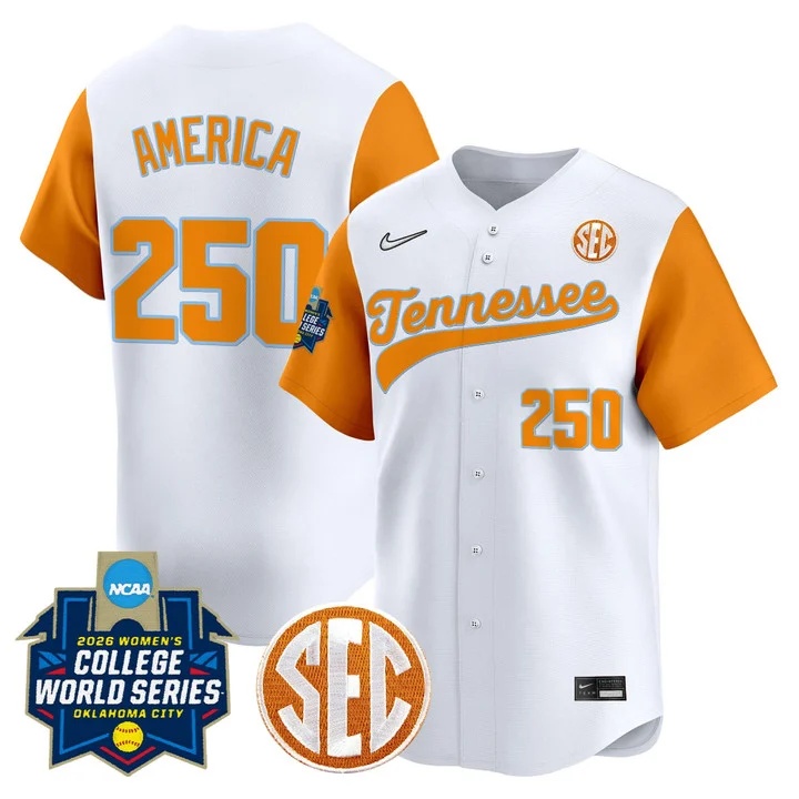 Men's Size - Tennessee Volunteers Softball 2026 World Series (WCWS) Vapor Premier Limited Jersey WHITE#250 AMERICA