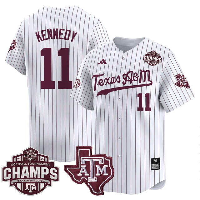 Men's Size - Texas A&M Aggies 2025 SEC Softball  Champions Patch Vapor Jersey #11 EMILEY KENNEDY.webp