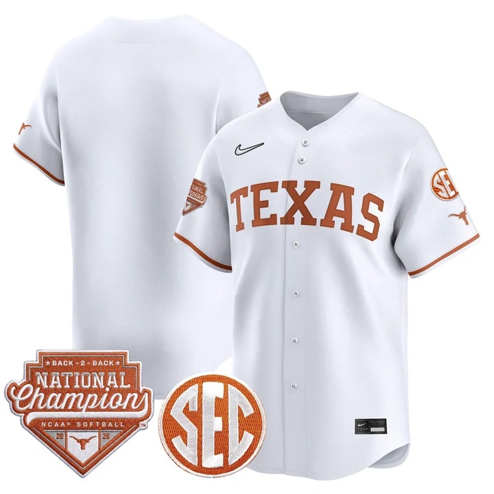 Men's Size - Texas Longhorns 2026 World Series (WCWS) Champions Vapor Premier Limited Jersey WHITE BLANK
