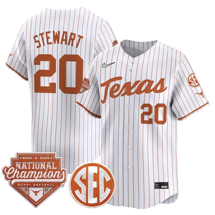 Men's Size - Texas Longhorns 2026 World Series (WCWS) Champions Vapor Premier Limited Jersey WHITE2 #20 KATIE STEWART