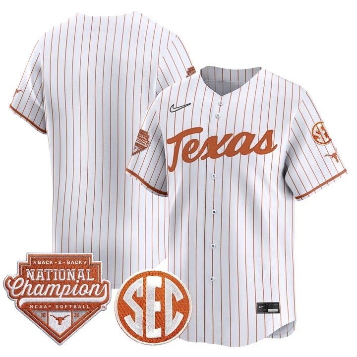 Men's Size - Texas Longhorns 2026 World Series (WCWS) Champions Vapor Premier Limited Jersey WHITE2 BLANK
