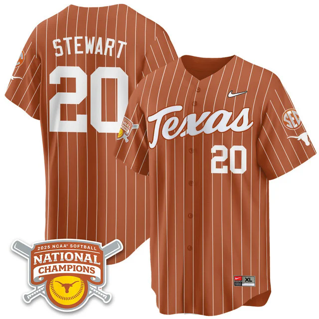Men's Size - Texas Longhorns Softball 2025 World Series Champions Limited Jersey #20 kaite stewart.webp