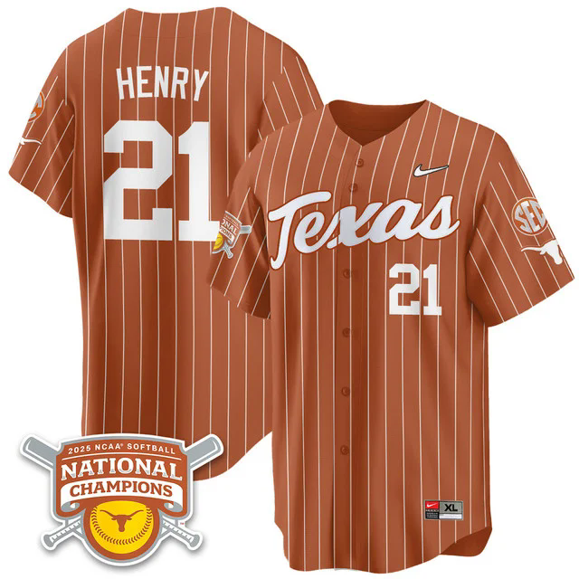 Men's Size - Texas Longhorns Softball 2025 World Series Champions Limited Jersey #21 kayden henry.webp
