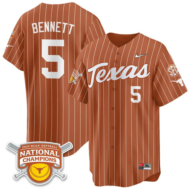 Men's Size - Texas Longhorns Softball 2025 World Series Champions Limited Jersey #5 kaydee bennett.webp