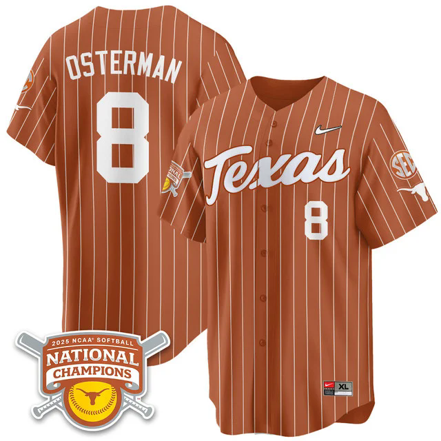 Men's Size - Texas Longhorns Softball 2025 World Series Champions Limited Jersey #8 cat osterman.webp
