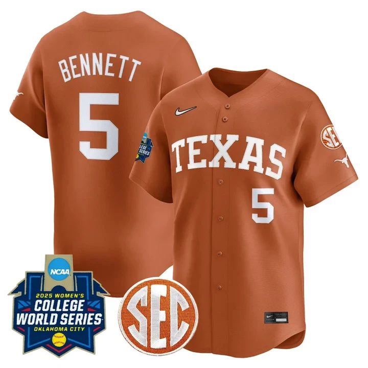 Men's Size - Texas Longhorns Softball 2025 World Series Jersey #5 kaydee bennett.webp