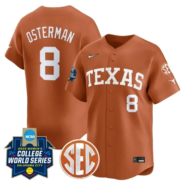 Men's Size - Texas Longhorns Softball 2025 World Series Jersey #8 cat osterman.webp