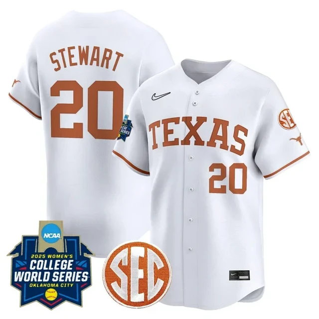 Men's Size - Texas Longhorns Softball 2025 World Series Jersey white #20 katie stewart.webp
