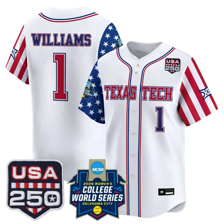 Men's Size - Texas Tech Red Raiders America 250 Edition Vapor Premier Limited Jersey #1 MIA WILLIAMS