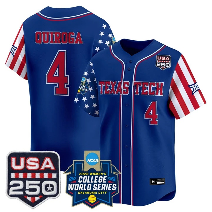 Men's Size - Texas Tech Red Raiders America 250 Edition Vapor Premier Limited Jersey ROYAL #4 LAGI QUIROGA