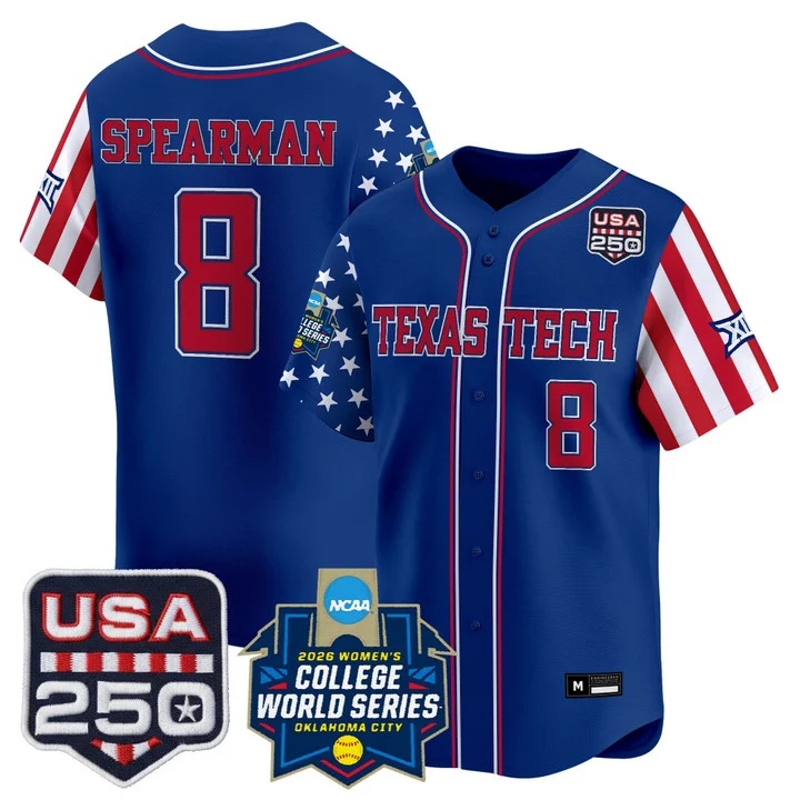 Men's Size - Texas Tech Red Raiders America 250 Edition Vapor Premier Limited Jersey ROYAL #8 DESIRAE SPEARMAN