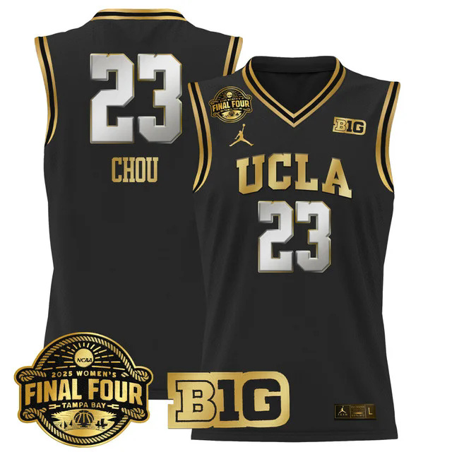 Men's Size - UCLA Bruins 2025 Big Ten  Final Four Patch  Basketball Jersey BLACKGOLD #23 NATALIE CHOU.webp