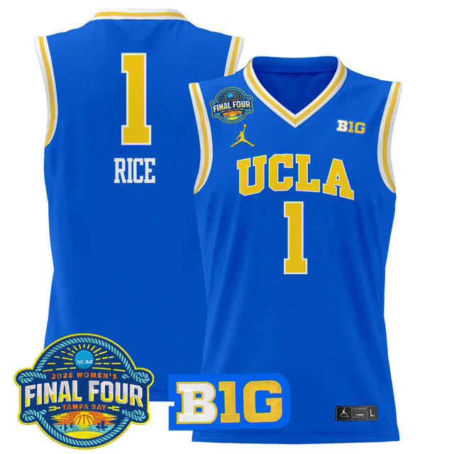 Men's Size - UCLA Bruins 2025 Big Ten Women's Final Four Patch Lightweight Basketball Jersey #1 KIKI RICE.webp