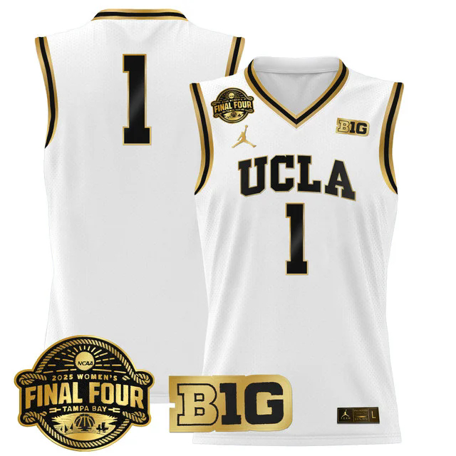 Men's Size - UCLA Bruins 2025 Big Ten Women's Final Four Patch Lightweight Basketball Jersey WHITEGOLD #1.webp