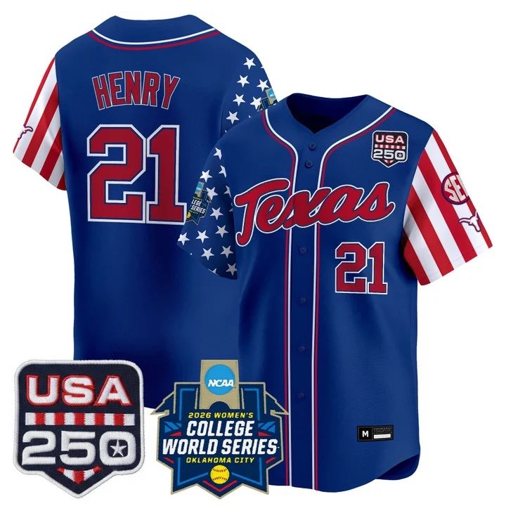 Men's Size -Texas Longhorn America 250 Edition Vapor Premier Limited Jersey royal #21 KAYDEN HENRY