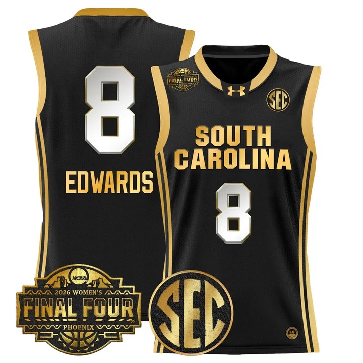 Men's Size South Carolina Gamecocks 2026 Women's Tournament Final Four Basketball Jersey BLACK GOLD #8 JOYCE EDWARDS