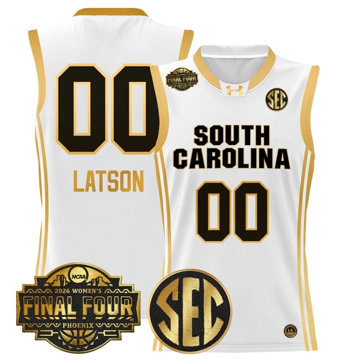 Men's Size South Carolina Gamecocks 2026 Women's Tournament Final Four Basketball Jersey WHITE GOLD #00 TA'NIYA LATSON