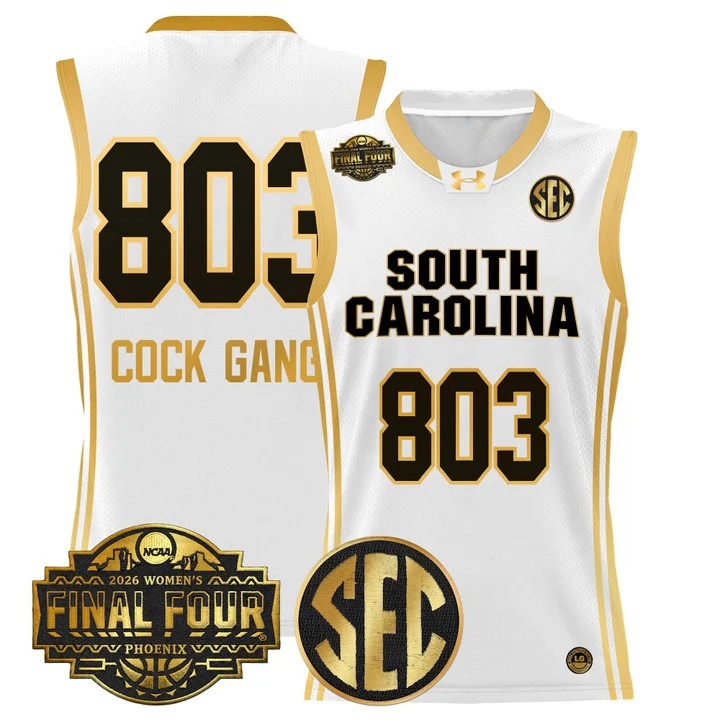 Men's Size South Carolina Gamecocks 2026 Women's Tournament Final Four Basketball Jersey WHITE GOLD #803 COCK GANG