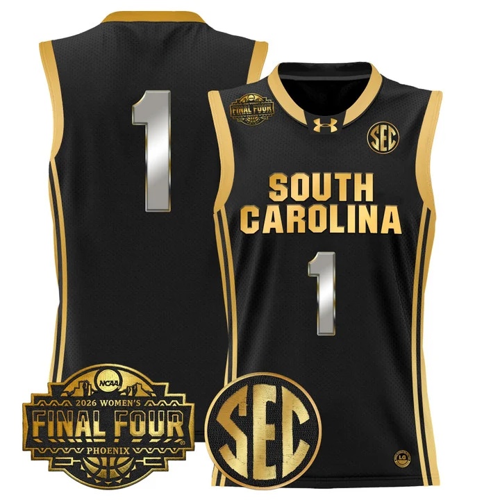 Men's Size South Carolina Gamecocks 2026 Women's Tournament Final Four Basketball Jersey black gold #1