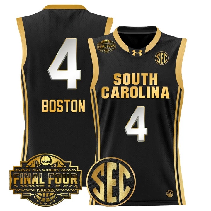 Men's Size South Carolina Gamecocks 2026 Women's Tournament Final Four Basketball Jersey black gold #4 ALIYAH BOSTON