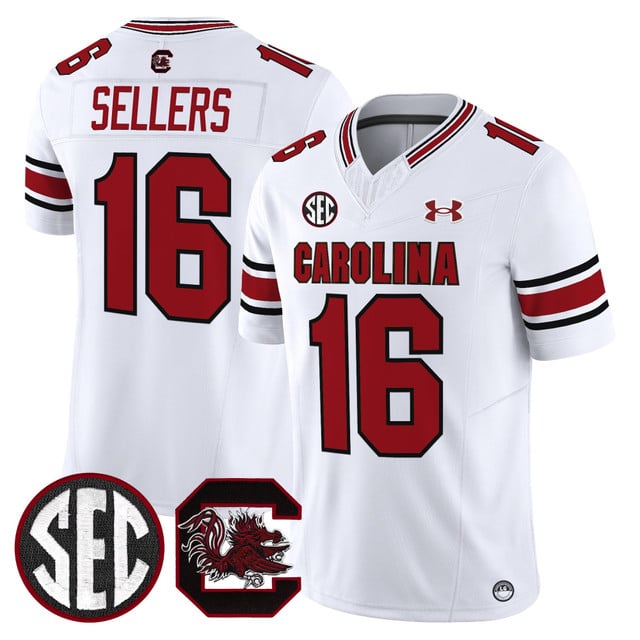 Men's South Carolina Gamecocks 2025 Vapor Limited Jersey white #16 LaNorris Sellers