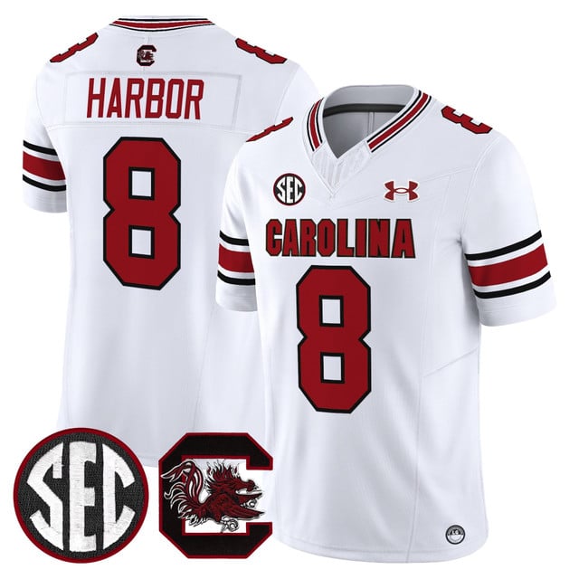 Men's South Carolina Gamecocks 2025 Vapor Limited Jersey white #8 Nyck Harbor