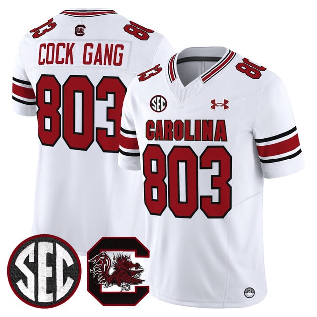Men's South Carolina Gamecocks 2025 Vapor Limited Jersey white #803 Cock Gang
