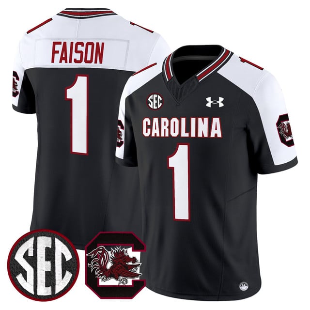 Men's South Carolina Gamecocks 2025 Vapor Limited Jersey white black #1 Rahsul Faison