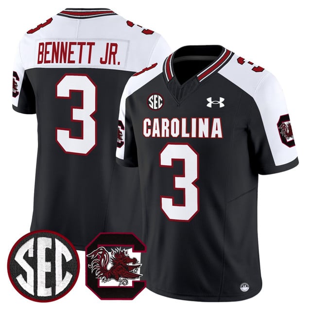 Men's South Carolina Gamecocks 2025 Vapor Limited Jersey white black #3 Mazeo Bennett Jr.