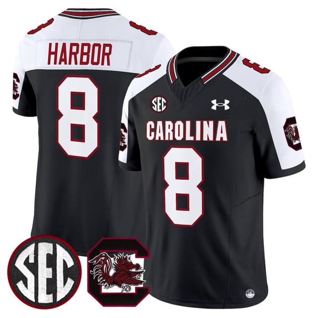 Men's South Carolina Gamecocks 2025 Vapor Limited Jersey white black #8 Nyck Harbor