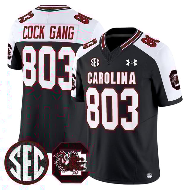 Men's South Carolina Gamecocks 2025 Vapor Limited Jersey white black #803 Cock Gang
