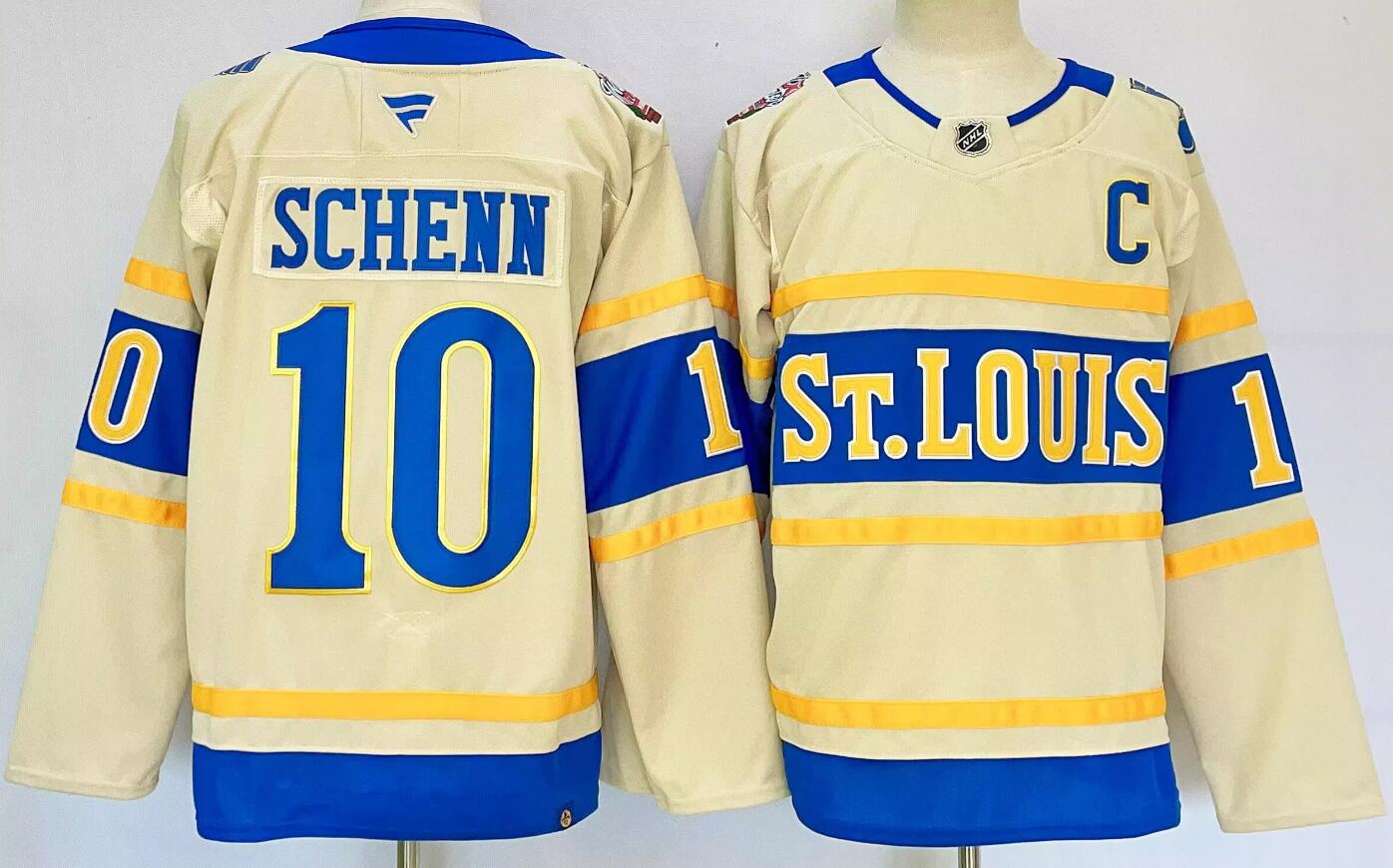 Men's St. Louis Blues #10 Brayden Schenn Cream 2024-25 Winter Classic Jersey