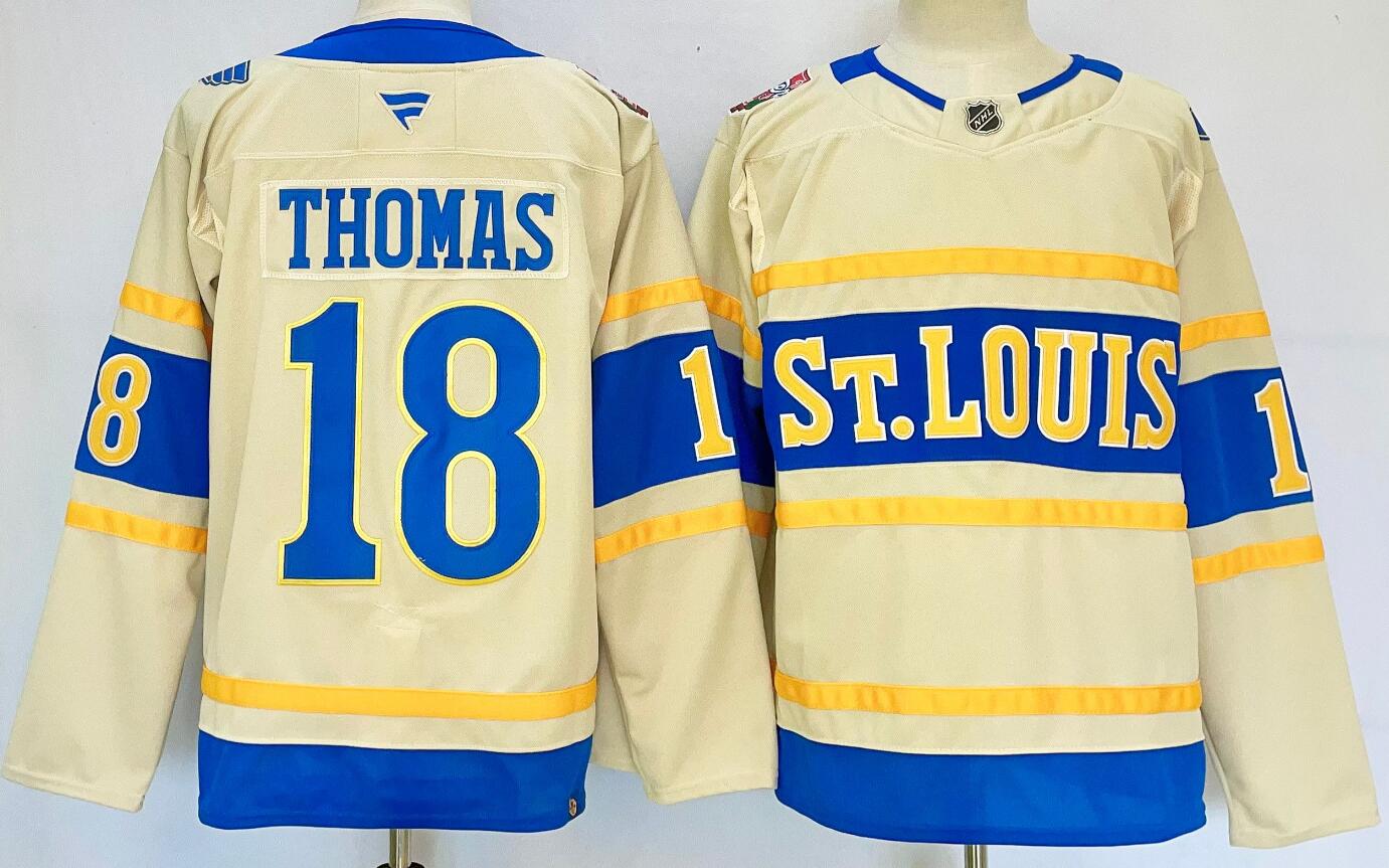 Men's St. Louis Blues #18 Robert Thomas Cream 2024-25 Winter Classic Jersey