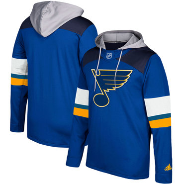Men's St. Louis Blues Adidas Blue Silver Jersey Pullover Hoodie