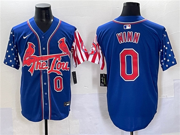 Men's St. Louis Cardinals #0 Masyn Winn Royal Independence Day Vapor Premier Limited Stitched Baseball Jersey