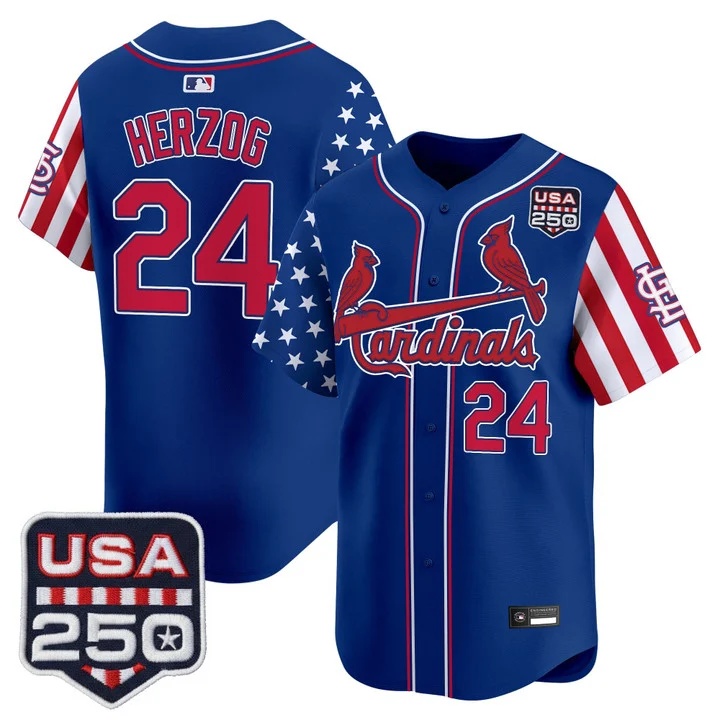 Men's St. Louis Cardinals America 250 Edition Vapor Premier Limited Jersey ROYAL #24 WHITEY HERZOG