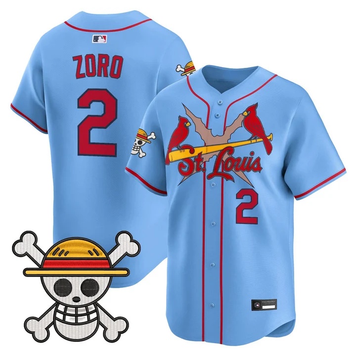 Men's St. Louis Cardinals x One Piece Vapor Premier Limited Jersey BLUE #2 ZORO
