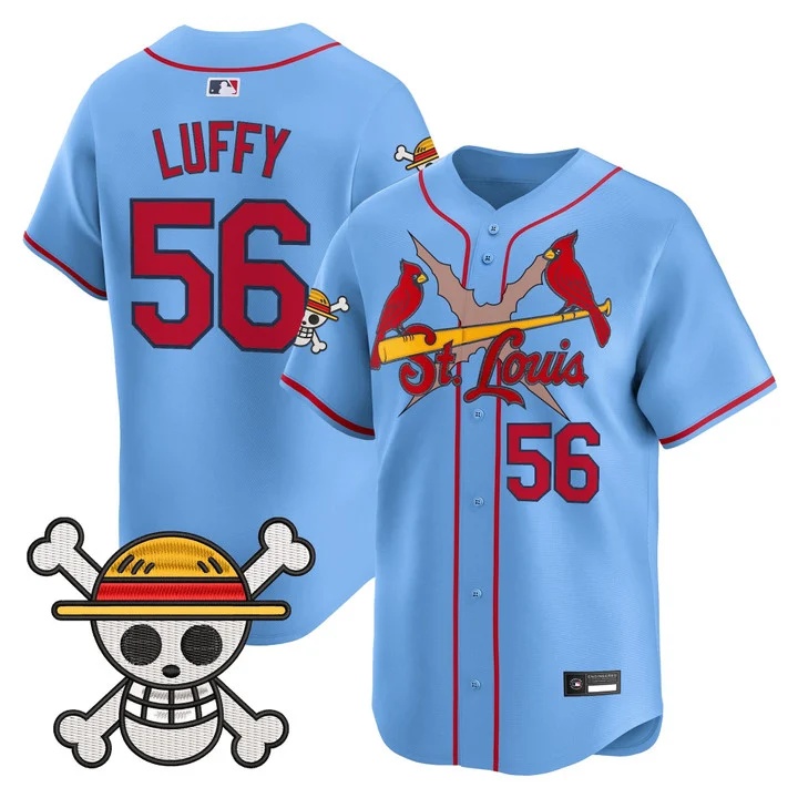 Men's St. Louis Cardinals x One Piece Vapor Premier Limited Jersey BLUE #56 LUFFY