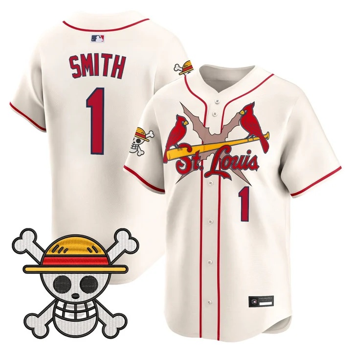 Men's St. Louis Cardinals x One Piece Vapor Premier Limited Jersey CREAM #1 OZZIE SMITH