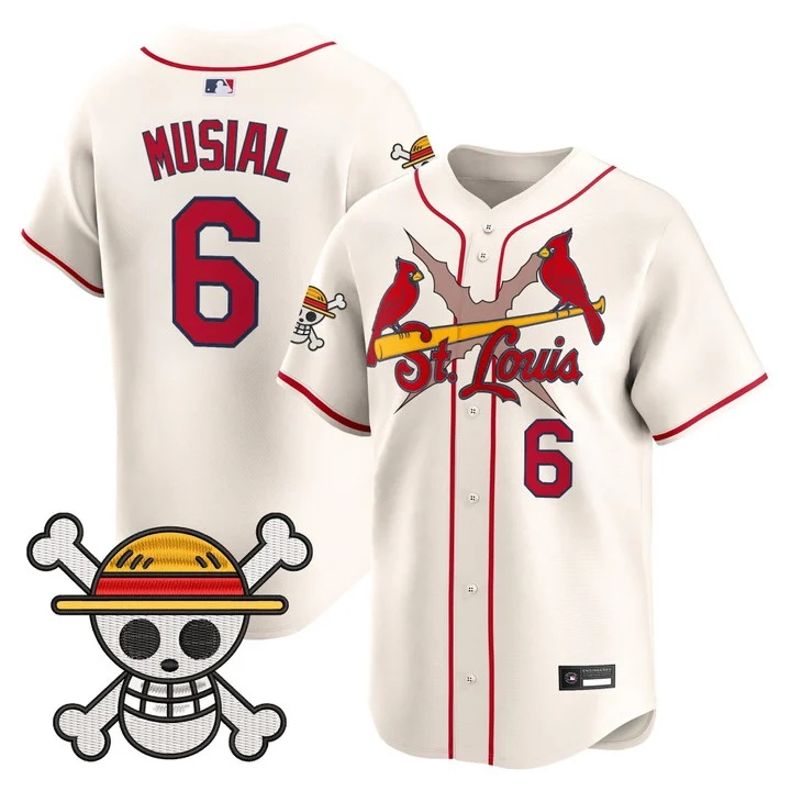 Men's St. Louis Cardinals x One Piece Vapor Premier Limited Jersey CREAM #6 STAN MUSIAL