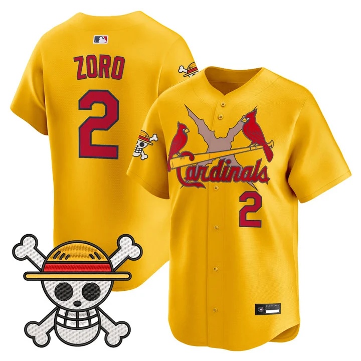 Men's St. Louis Cardinals x One Piece Vapor Premier Limited Jersey GOLD #2 ZORO