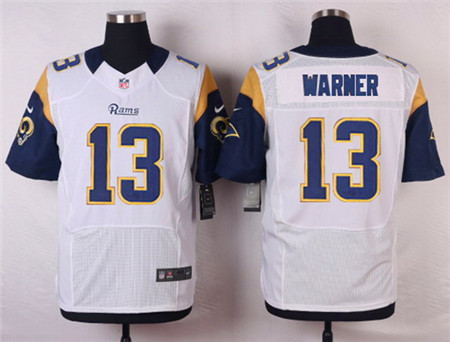 Men's St. Louis Rams #13 Kurt Warner White Road NFL Nike Elite Jersey