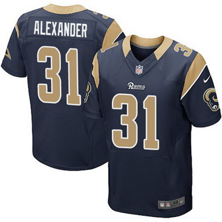 Men's St. Louis Rams #31 Maurice Alexander Navy Blue Team Color NFL Nike Elite Jersey