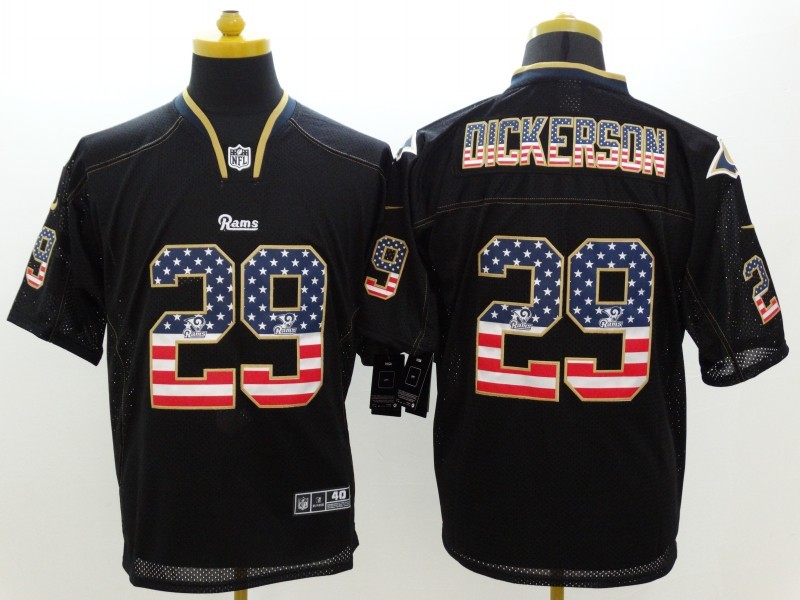 Men's St. Louis Rams Retired Player #29 Eric Dickerson 2014 USA Flag Fashion Black Elite Jersey