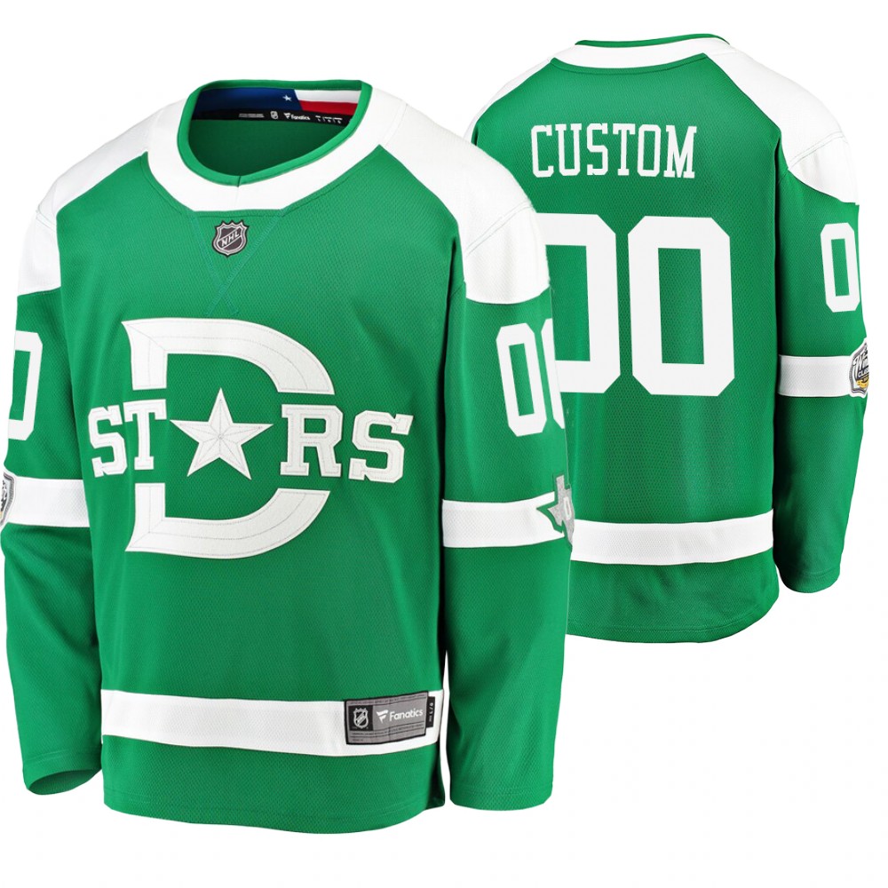 Men's Stars #00 Custom 2020 Winter Classic Jersey - Green