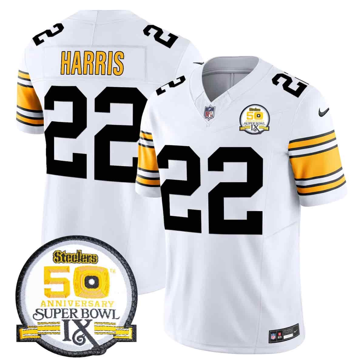 Men's Steelers 50th Anniversary Of Super Bowl IX Patch Vapor Limited Jersey - All Stitched Najee Harris22
