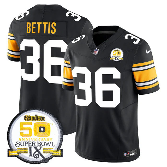 Men's Steelers 50th Anniversary Of Super Bowl IX Patch Vapor Limited Jersey 1975 #36 JEROME BETTIS.webp